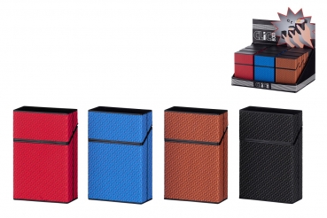 Clic Boxx Zigarettenbox 20er Vollfarbig 4 Motive Zigarettenetui mit Struktur